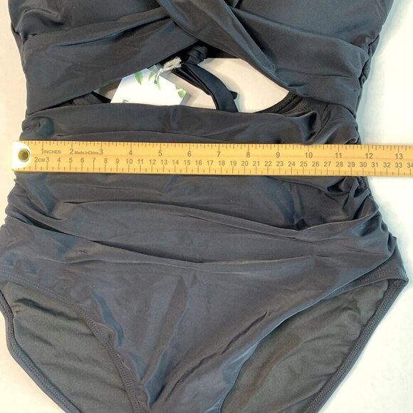 Eomenie One Piece SZ S Swimsuit Tummy Control Cutout High Waisted Tie Back NEW - Picture 11 of 11